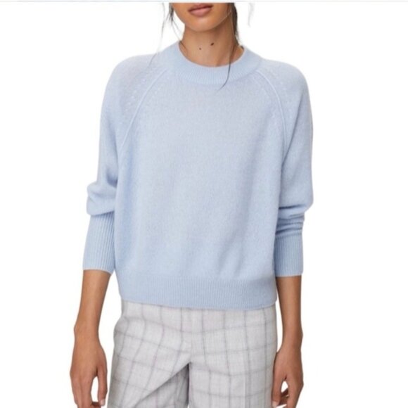 NEW BABATON Luxe Cashmere Crew Sweater Baby Blue Crewneck Wool XS ARITZIA - Picture 4 of 13